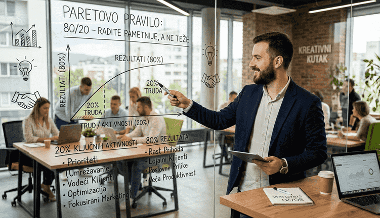 Paretovo pravilo 80/20 produktivnost coworking Quo Room